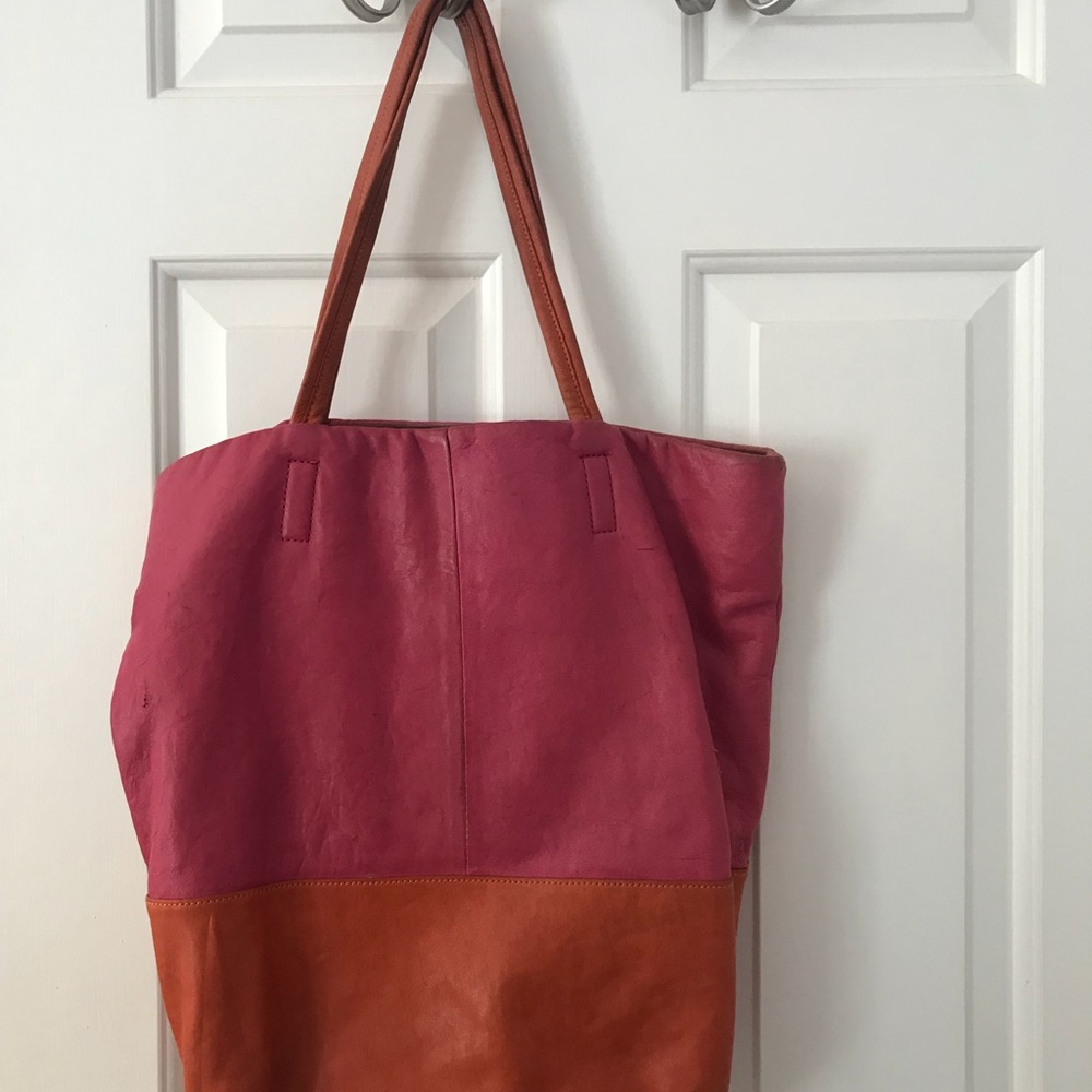 DKNY leather tote bag.